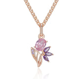 14K Rolled Gold Vintage Multicolor AAA Zircon Crystal Floral Luxury Pendant Necklace