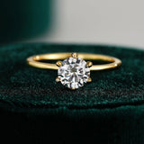 GRA Certified 6.5mm Moissanite Diamond Solitaire Ring 18K Gold Plated Silver 6 Claws Wedding Fine Jewellery Ring