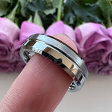 Beveled Grooved Finish 6MM 8MM Classic 100% Pure Tungsten Carbide Wedding Rings
