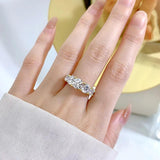 Sparkling Round Moissanite Diamonds Half Eternity Wedding Ladies Rings Engagement Wedding Sterling Silver Jewellery