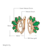 Terrific Green Rolled 14K Rose Gold AAA Zircon Crystals Earrings For Women Party Jewellery