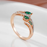 14K Rolled Gold Silver Green Drop AAA Zircon Crystals Luxury Trendy Rings