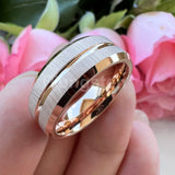 New Grooved Brushed Beveled Finish Classic Tungsten Carbide Rings for Men Women