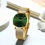 New Simple Elegant Rose Gold Tone Stainless Steel Women Bracelet Watch - Quartz Movement Steel Mesh Watches
