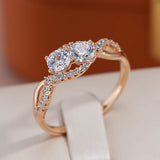 Superb Rolled 14K Rose Gold Micro-wax Inlay AAA Zircon Diamonds Ring High Quality Fine Jewellery
