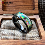 Multicolor Abalone Shell Inlay Domed Polished 4/6/8MM Men Women Tungsten Rings