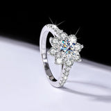 VVS1 1/2CT Moissanite Diamond Wedding Sunflower Rings - Promise Engagement Sterling Silver GRA Certified Jewellery