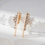 Fashion Geometric 14K Filled Rose Gold Long Drop AAA Zircon Diamonds Earrings For Women - Trendy Modern Jewellery