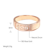 Popular 14K Rolled Rose Gold Classic Glossy Hollow Ring With AAA White Zircon Diamonds, High Quality Jewellery