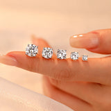 Real 0.1-3CT Moissanite Diamond Stud Earrings Silver Platinum Plated  Fine Jewelry
