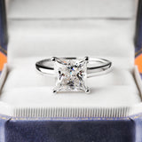 Terrific 1/2/3/4CT Princess Cut VVS1 D Colour Moissanite Diamond Silver Engagement Ring