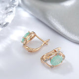 Luxury Snow Green 14K Rose Gold filled AAA Zircon Crystals Drop Earrings For Women - Trendy Jewellery