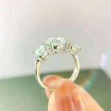 3 Stones 2/4CT D Colour Moissanite Diamonds Rings for - Luxury Sparkling Silver Wedding Jewellery with Certificates