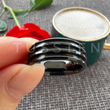 New Arrival Three Grooves For Inlay Channel Polished Shiny Dome Edges 8MM Tungsten Weddings Rings - The Jewellery Supermarket