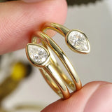 Luxury Pear Cut 4*6mm VVS1 D Colour Moissanite Diamonds Silver Wedding Rings