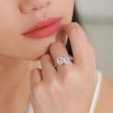 Luxury Silver Classic Setting Shining Princess Cut AAAA Lab Created Diamonds Ring