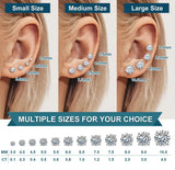 Fabulous 0.5ct-3ct Classic Moissanite Diamonds Silver Unisex Stud Earrings