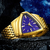 New Men's Watches Triangle Design Personality Top Brand Luxury Fashion Stainless Steel Golden Quartz Wristwatch