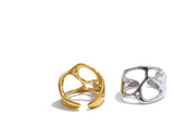18K Gold Plated Adjustable Stainless Steel Geometric Hollow Fashion Unusual Open Ring
