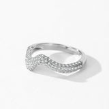 Luxury Full-Shiny AAAA Lab Created Diamond Curve Design Sterling Silver Rings