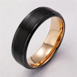 New Black & Rose Gold Colour 8mm Tungsten Carbide Wedding Rings Vintage Men Women Jewellery - The Jewellery Supermarket