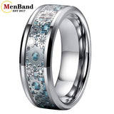 Gear Wheel Blue Carbon Fiber Inlay Unique 6/8mm Tungsten Carbide Wedding Rings