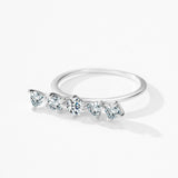 Trendy Geometric Combination Design Sparkling AAAA Lab Created Diamond Silver Ring