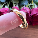 Gold-Color Domed High Polished Finish Tungsten Carbide Men Women Wedding Rings