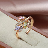 New Season Romantic Rolled 14K Rose Gold Colourful AAA Zircon Crystals Flower Rings -  Luxury Fine Jewellery