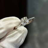 Amazing 1/2/3/5CT Asscher Cut VVS1 D Colour Moissanite Diamond Silver Solitaire Ring