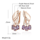 14K Gold Filled Shiny Purple AAA Zircon Diamonds Crystal Flower Earrings Fine Jewellery