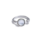 18K Gold Plated Fashion Stainless Steel Natural Shell Fritillary Geometric Ring