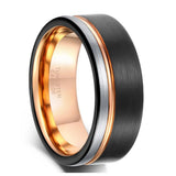 Black Tricolor Tungsten Steel Carbide  6/8mm Engagement Wedding Rings for Men Women
