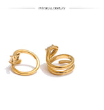 14K Gold Plated AAA Shiny Cubic Zirconia Diamond Snake Geometric Golden Ring