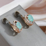 Luxury Snow Green 14K Rose Gold filled AAA Zircon Crystals Drop Earrings For Women - Trendy Jewellery