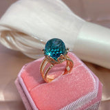 Awesome Elegant Filled 14K Rose Gold  Purple AAA Zircon Crystal Ball Crown Big Ring -  High Quality Fine Jewellery