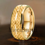Carbon Fiber Inlay 4/6/8mm Gold Tungsten Engagement Wedding Rings for Men Women