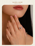Open Minimalist Design Oval AAAA Lab Created Diamond Silver Sparkling Ring