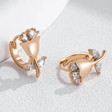 14 Karat Gold Filled Shiny AAA Zircon Diamonds Flower Cute Earrings Vintage Jewellery