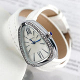 Luxury Roman Numerals Dial Classic Leather Snake Design Bangle Ladies&nbsp; Quartz Watch - Ideal Gifts