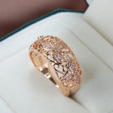 14K Rolled Gold New Luxury Hollow Flower Inlay AAA Zircon Diamonds Vintage Rings
