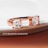 Certified 1Carat D Colour VVS1 Princess Cut Moissanite Diamonds Rings - 925 Silver Wedding Engagement Fine Jewellery