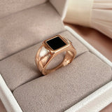 Two Tone 14K Gold Filled AAA Black Zircon Fashion Men's Signet Big Size Ring