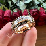 Bright Meteorite Gold Foil Inlay 8MM 18k Gold Colour Tungsten Carbide Wedding Rings