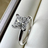 1or 2 Carat Princess Cut VVS1 D Colour Moissanite Diamond Silver Solitaire Ring