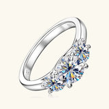 Three Stones 2cttw. VVS1 D-E Moissanite Diamond 14KGP 925 Silver Wedding Ring