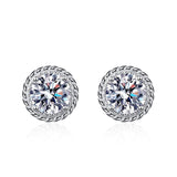 Marvelous 14KGP D Colour 2CT Round Cut Moissanite Diamonds Stud Earrings, Sterling Silver Fine Jewellery - The Jewellery Supermarket