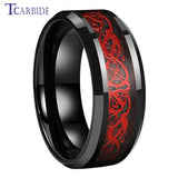 Red Opal Dragon Inlay Superior 8MM Mens Womens TungstenEngagement Wedding Rings