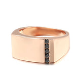 14K Gold Filled Black AAA Zircon Row Crystals Large Glossy Rose Gold Geometric Rings