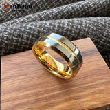 Groove Center Surface and Bevel Polished 6/8mm Tungsten Carbide Men's Women's Rings